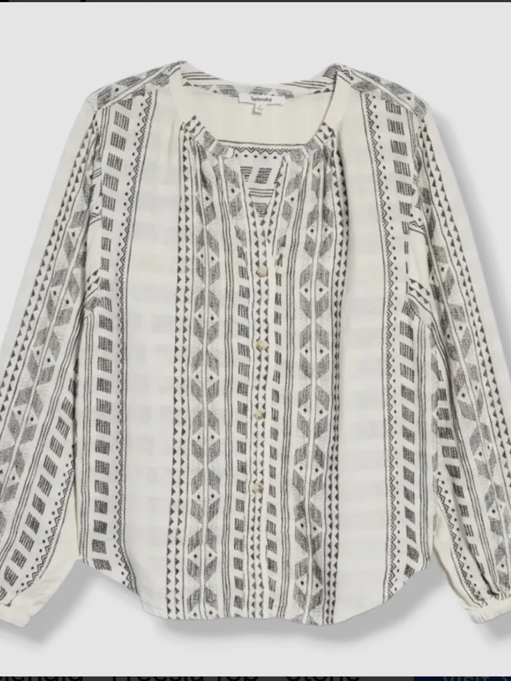 Splendid Freesia Embroidered Long Sleeve Linen Top Size Small